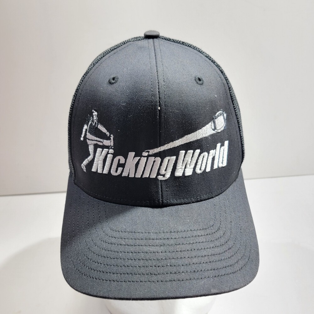 Kicking World Trucker Hat Unisex Adults OS Black Back Mesh Adjustable Snapback